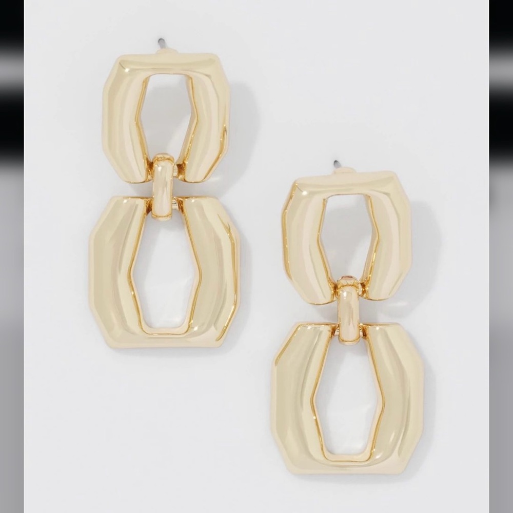 White House Black Market Gold double link drop earring - Picture 1 of 12